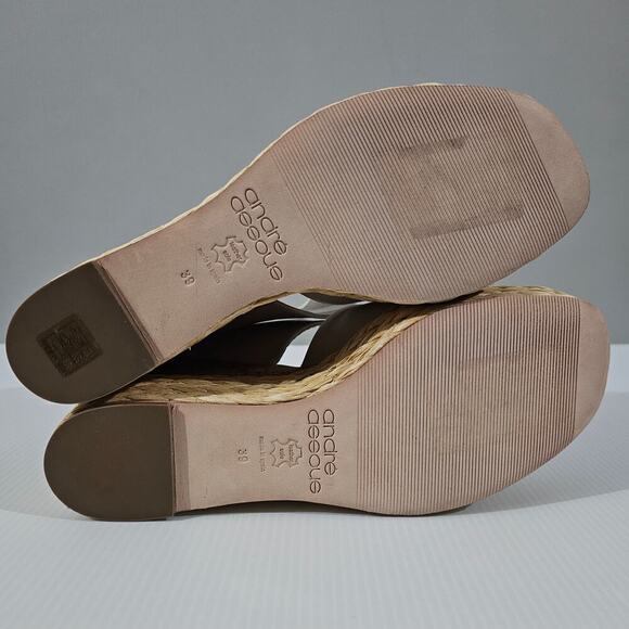NEW Andre Assous Pilar Wedge Sandal EU 39 Platform Espadrille Off White Leather - Picture 11 of 13